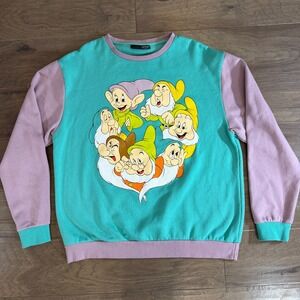 Disney Cakeworthy Seven Dwarfs Graphic Sweatshirt Aqua Lavender XL